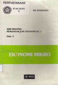 Image of Seri sinopsis Pengantar ilmu ekonomi No. 1  Ekonomi Mikro